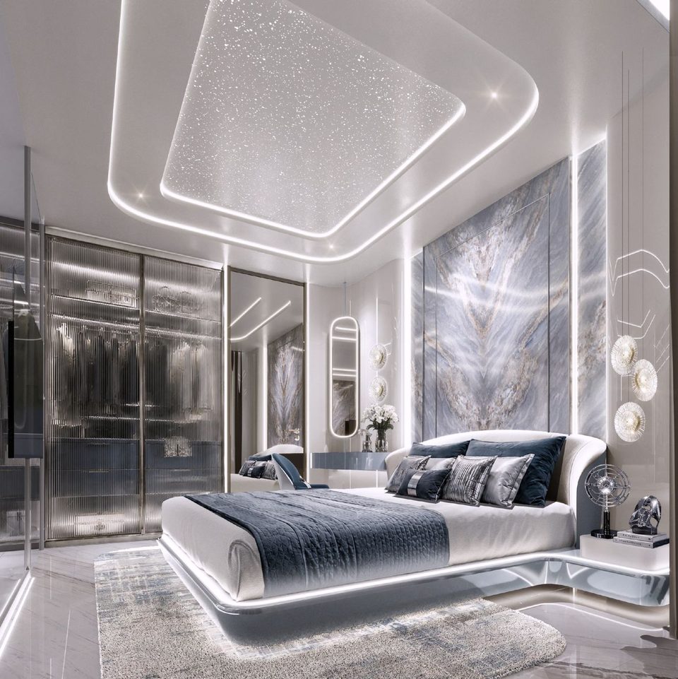 Embassy World Pattaya 1-bedroom condo bedroom interior render, Jomtien